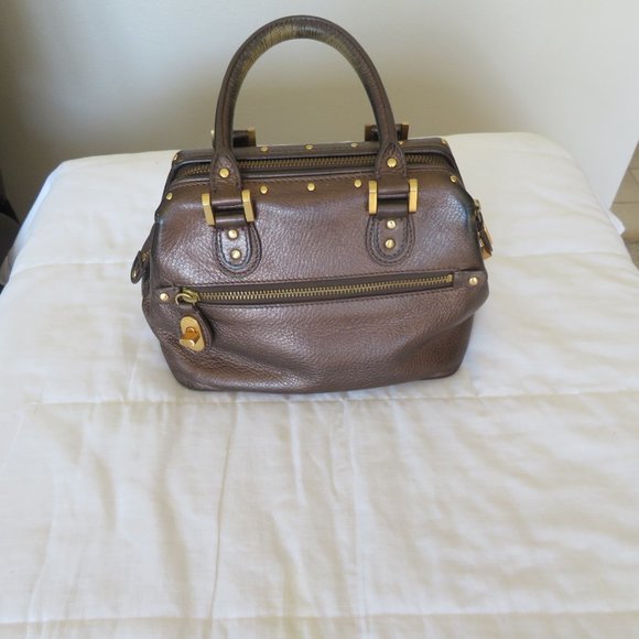 Ellen Tracy COPPER COLOR with Gold Trim Leather Handbag - Picture 2 of 11